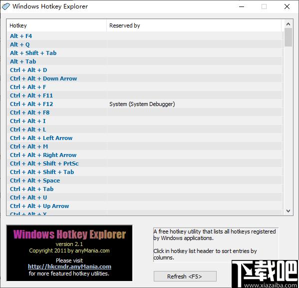 Windows Hotkey Explorer下载,快捷键,热键覆盖,重置热键