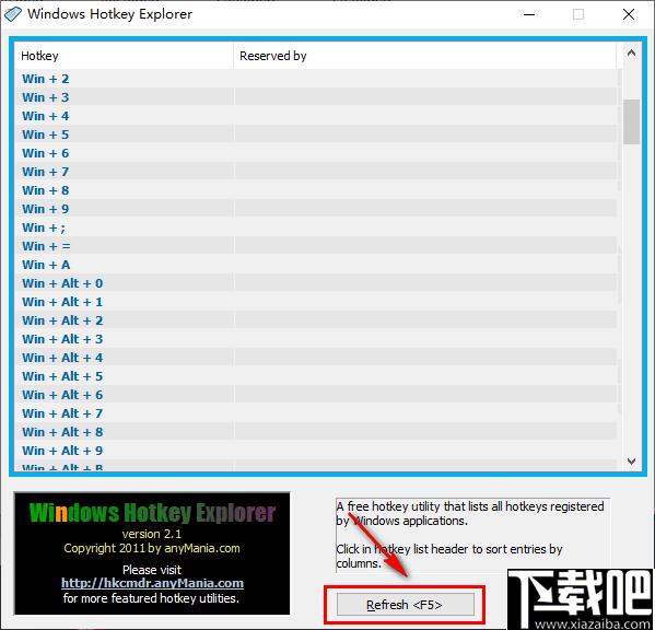 Windows Hotkey Explorer下载,快捷键,热键覆盖,重置热键